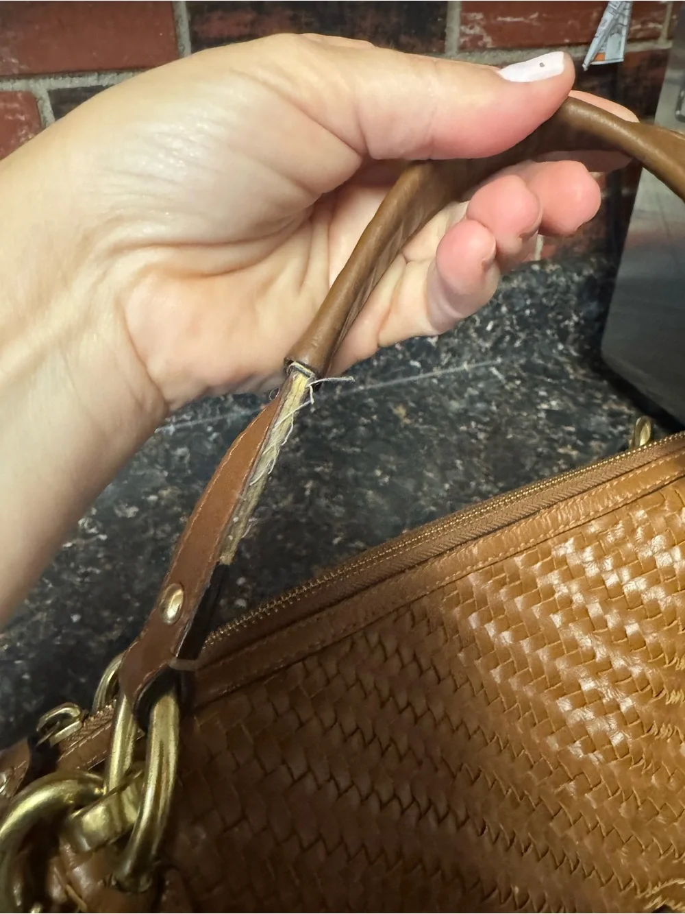 Coach Kristin Woven Leather Round Satchel F23048 Cognac Crossbody-Project Bag